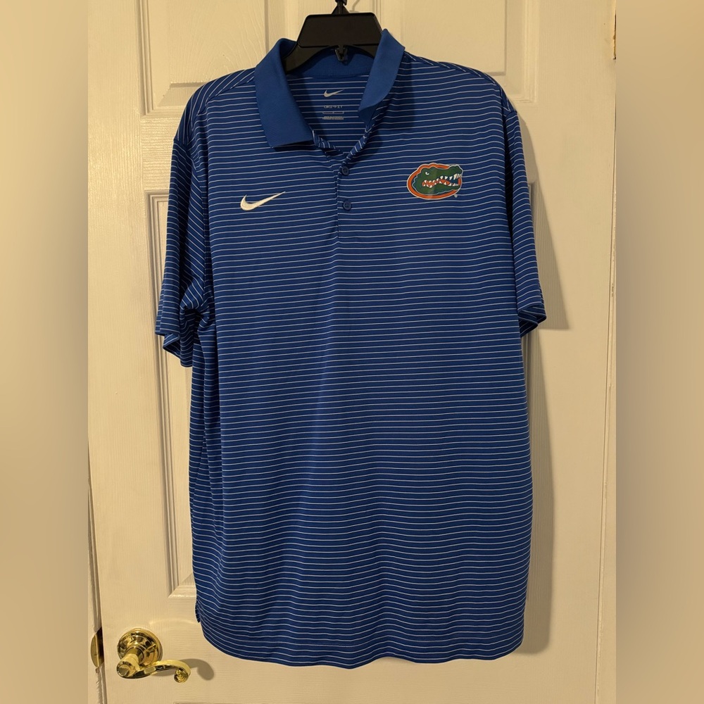 University of Florida Nike Blue Striped Polo Shirt